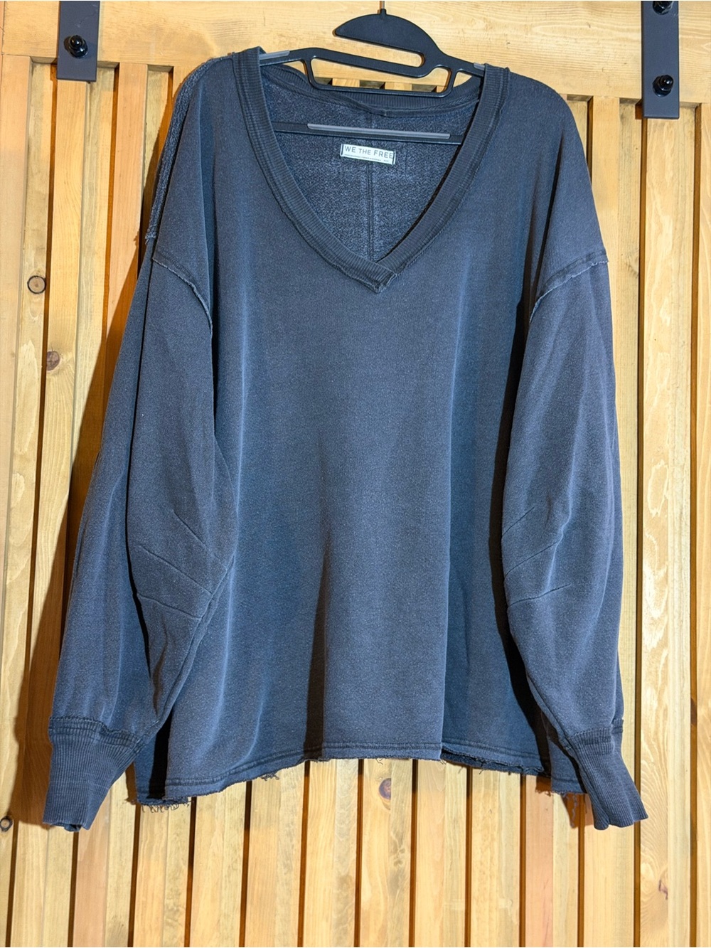 We The Free Oversized V-Neck Sweatshirt Charcoal Black